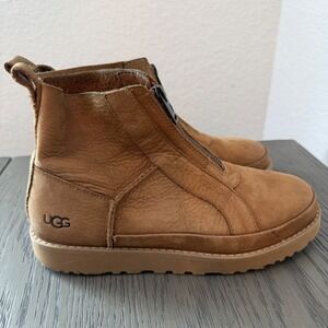 UGG Neumel Zip Leather Ankle Boots Chestnut Brown 1130732 Womens 7